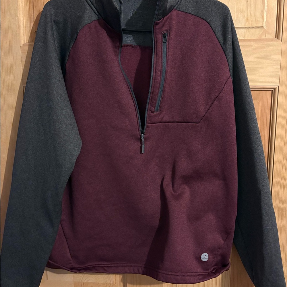 Men's Burgundy and Gray Sweater